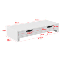 Supporto di Rialzo Monitor 'Marttila' Stand per 2 Schermi - Base con Cassetti - Bianco [en.casa]