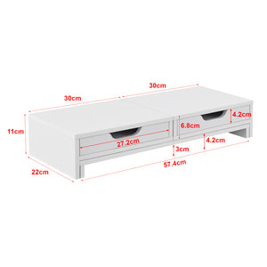 Supporto di Rialzo Monitor 'Marttila' Stand per 2 Schermi - Base con Cassetti - Bianco [en.casa]