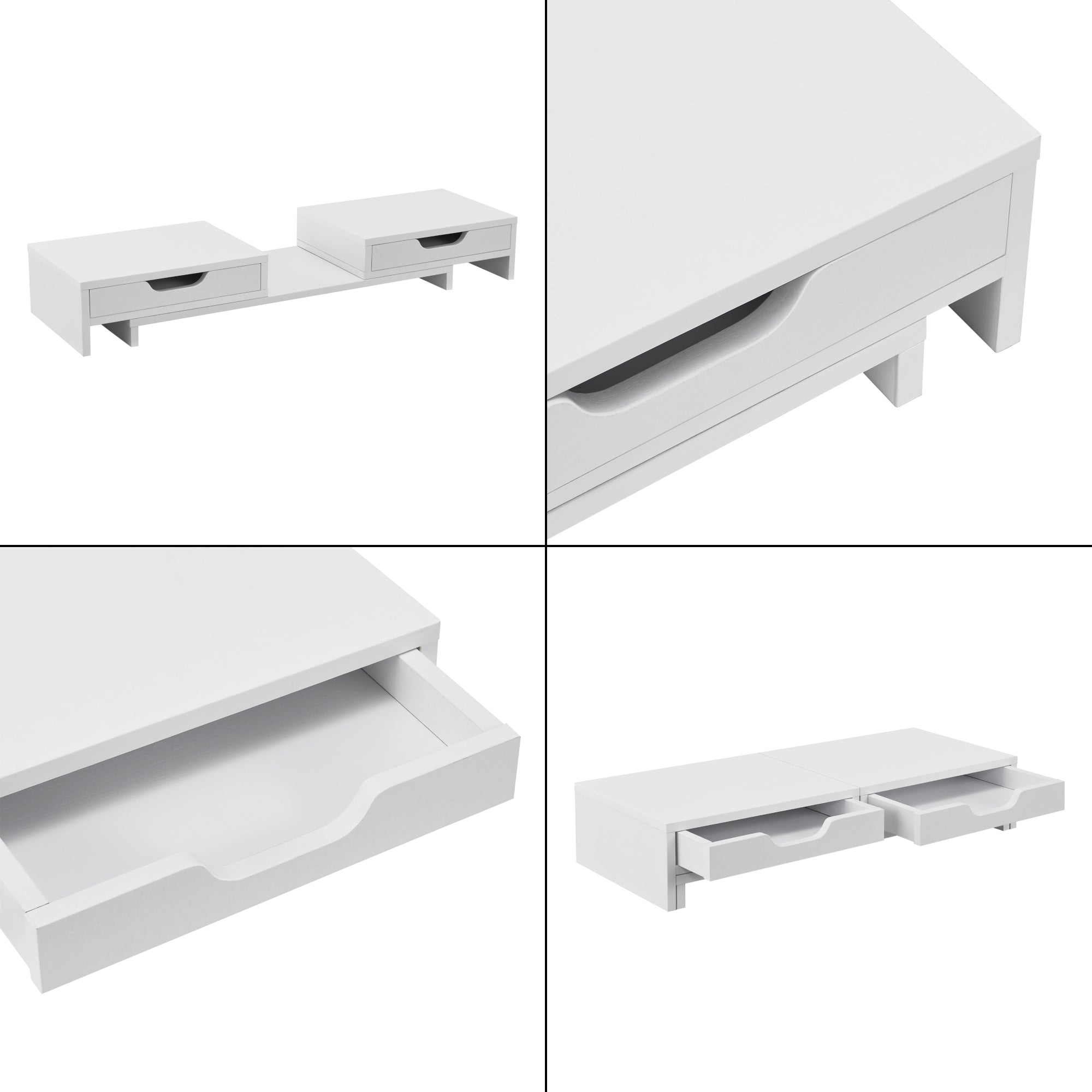 Supporto di Rialzo Monitor 'Marttila' Stand per 2 Schermi - Base con Cassetti - Bianco [en.casa]