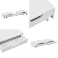 Supporto di Rialzo Monitor 'Marttila' Stand per 2 Schermi - Base con Cassetti - Bianco [en.casa]
