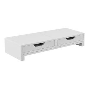 Supporto di Rialzo Monitor 'Marttila' Stand per 2 Schermi - Base con Cassetti - Bianco [en.casa]