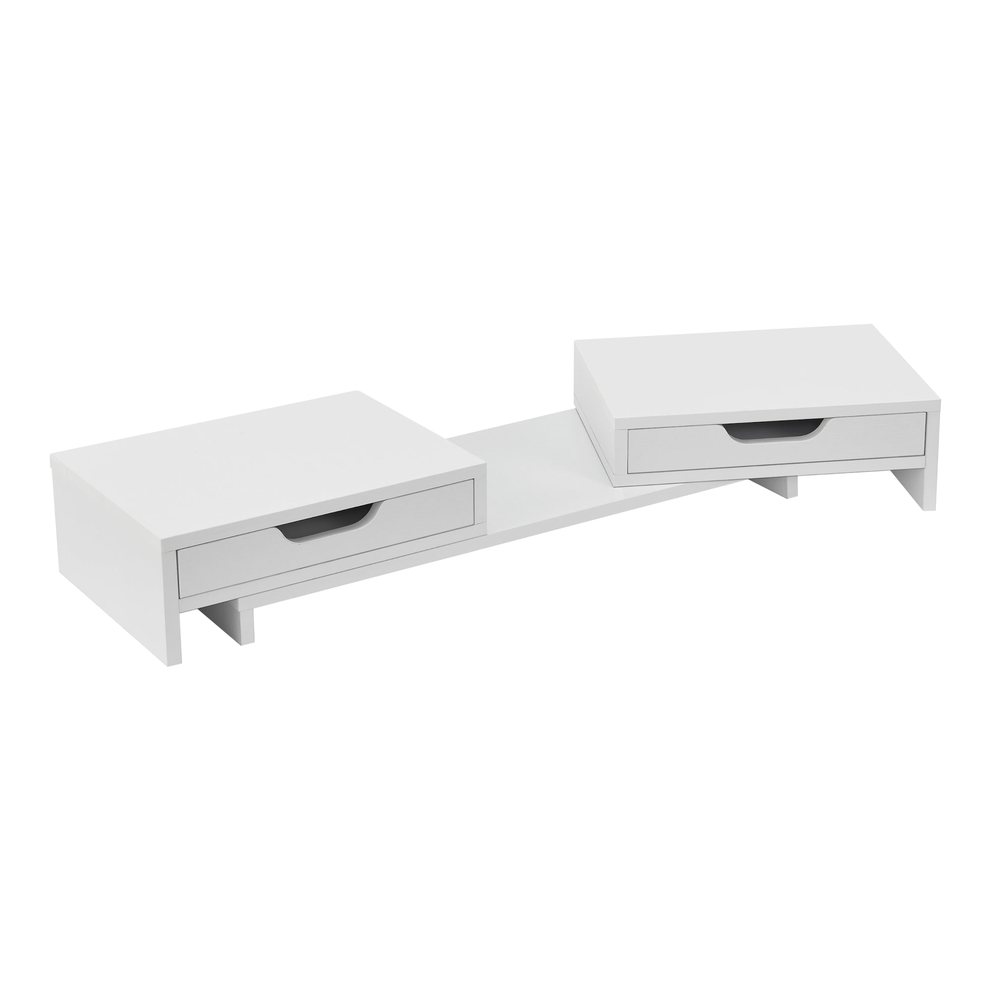 Supporto di Rialzo Monitor 'Marttila' Stand per 2 Schermi - Base con Cassetti - Bianco [en.casa]