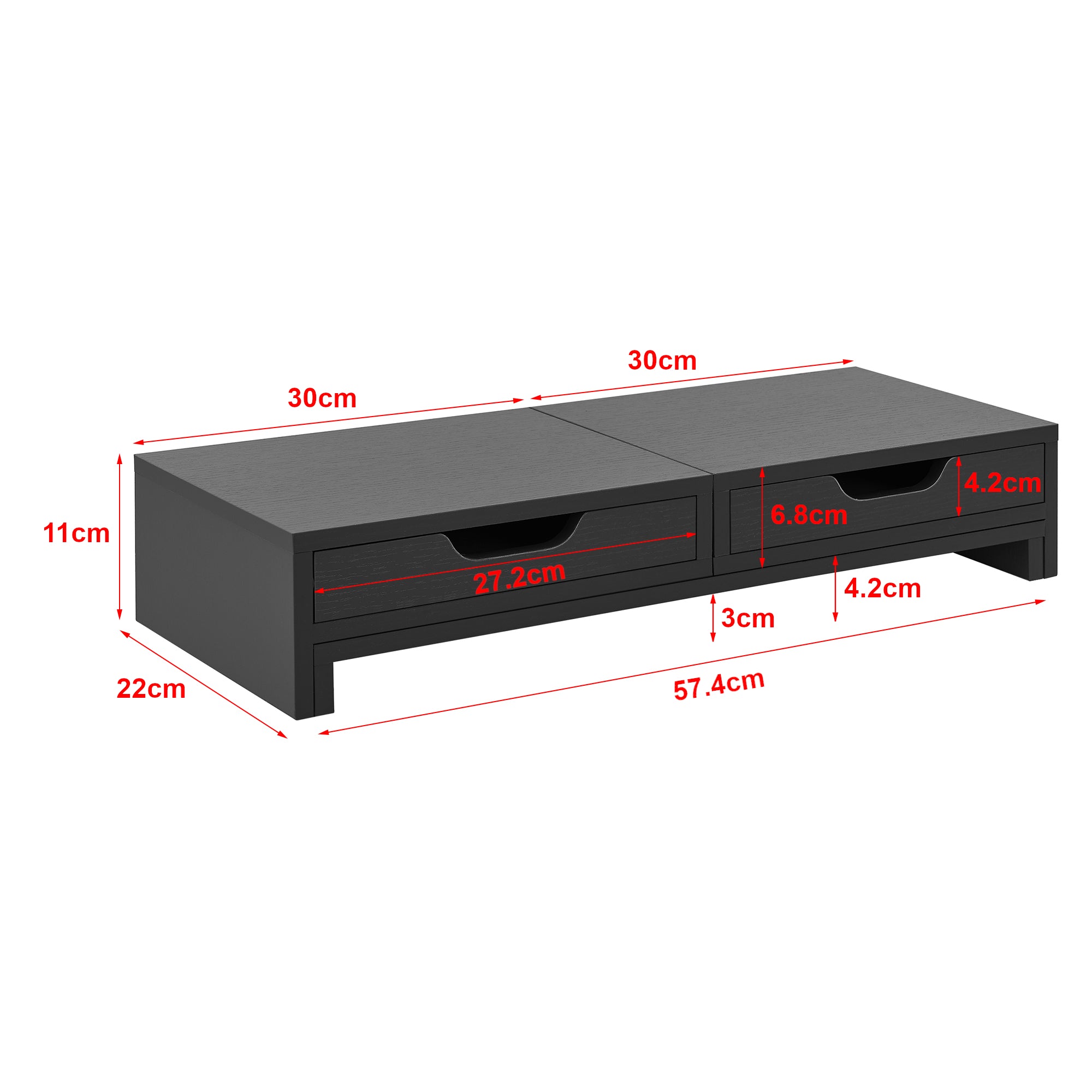 Supporto di Rialzo Monitor 'Marttila' Stand per 2 Schermi - Base con Cassetti - Grigio Scuro [en.casa]