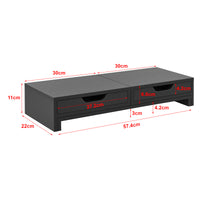Supporto di Rialzo Monitor 'Marttila' Stand per 2 Schermi - Base con Cassetti - Grigio Scuro [en.casa]
