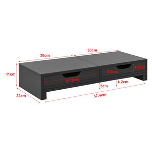 Supporto di Rialzo Monitor 'Marttila' Stand per 2 Schermi - Base con Cassetti - Grigio Scuro [en.casa]
