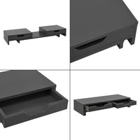 Supporto di Rialzo Monitor 'Marttila' Stand per 2 Schermi - Base con Cassetti - Grigio Scuro [en.casa]