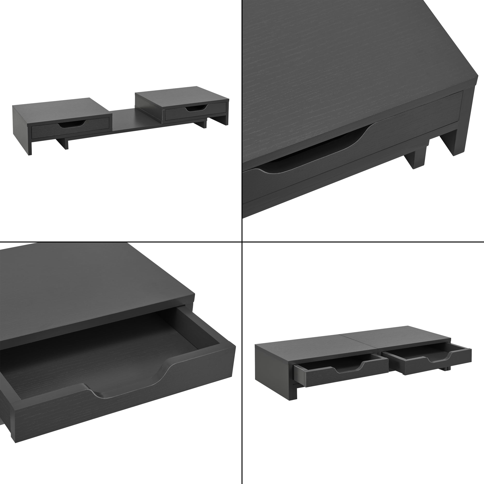 Supporto di Rialzo Monitor 'Marttila' Stand per 2 Schermi - Base con Cassetti - Grigio Scuro [en.casa]