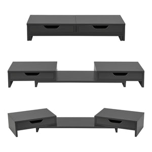 Supporto di Rialzo Monitor 'Marttila' Stand per 2 Schermi - Base con Cassetti - Grigio Scuro [en.casa]