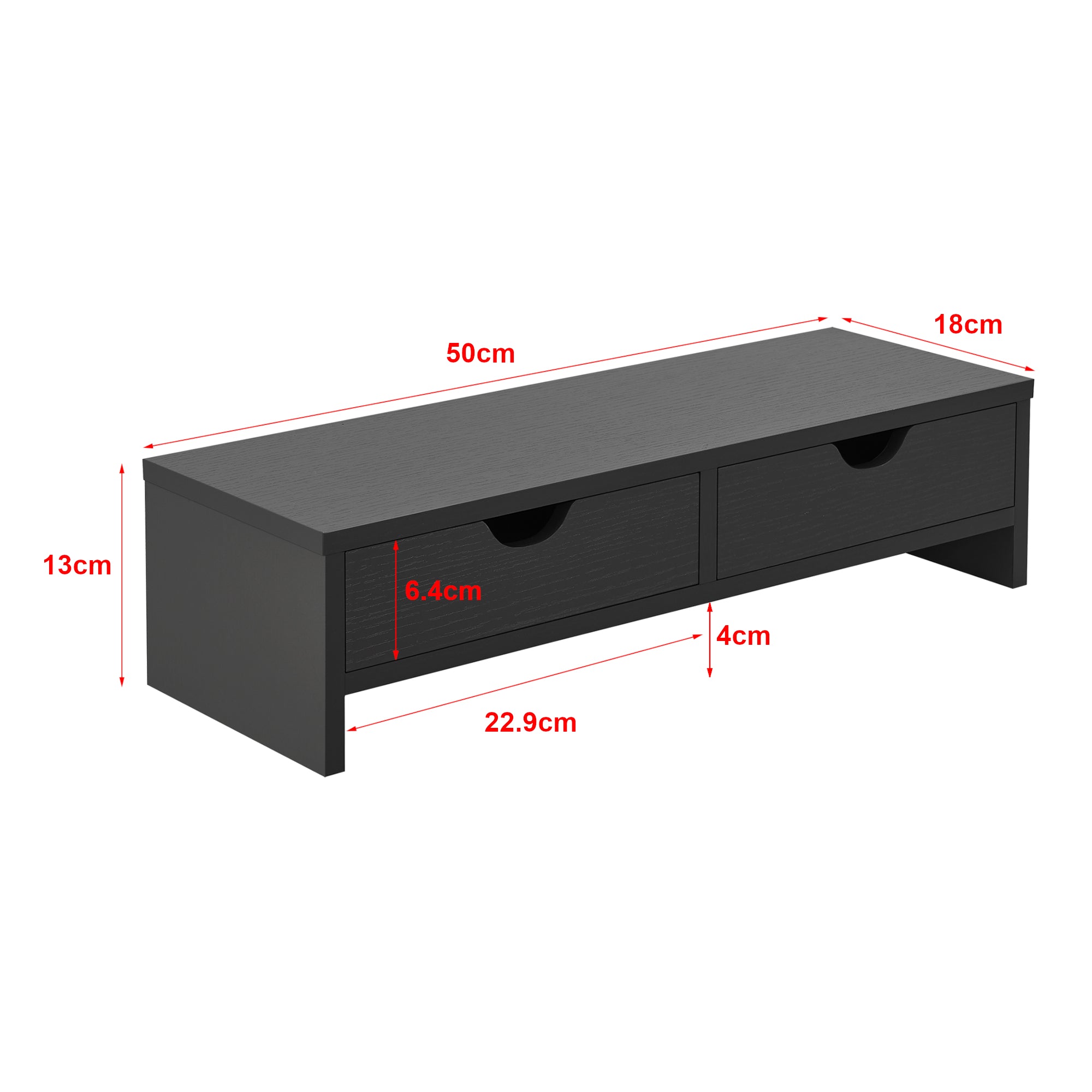 Supporto di Rialzo Monitor 'Mänttä' Base per Schermo con 2 Cassetti Portaoggetti - Grigio Scuro [en.casa]