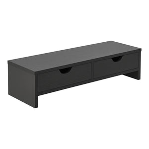 Supporto di Rialzo Monitor 'Mänttä' Base per Schermo con 2 Cassetti Portaoggetti - Grigio Scuro [en.casa]