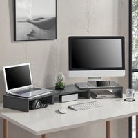 Supporto di Rialzo Monitor 'Vilppula' Base a Lunghezza Regolabile 79 - 111 cm - Grigio Scuro [en.casa]