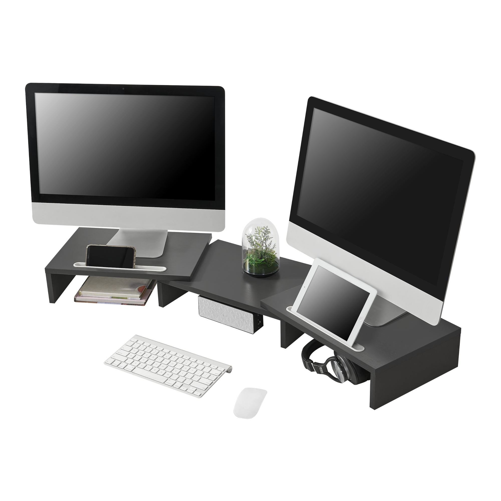 Supporto di Rialzo Monitor 'Vilppula' Base a Lunghezza Regolabile 79 - 111 cm - Grigio Scuro [en.casa]