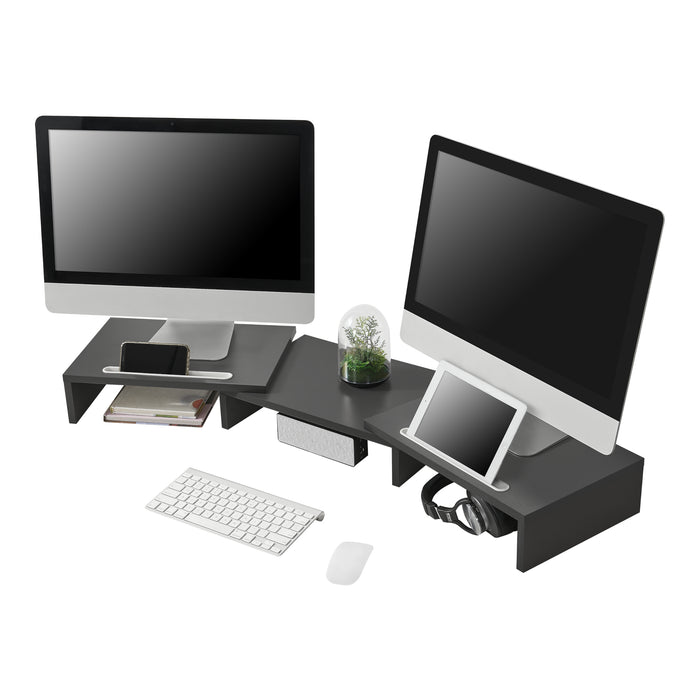 Supporto di Rialzo Monitor 'Vilppula' Base a Lunghezza Regolabile 79 - 111 cm - Grigio Scuro [en.casa]