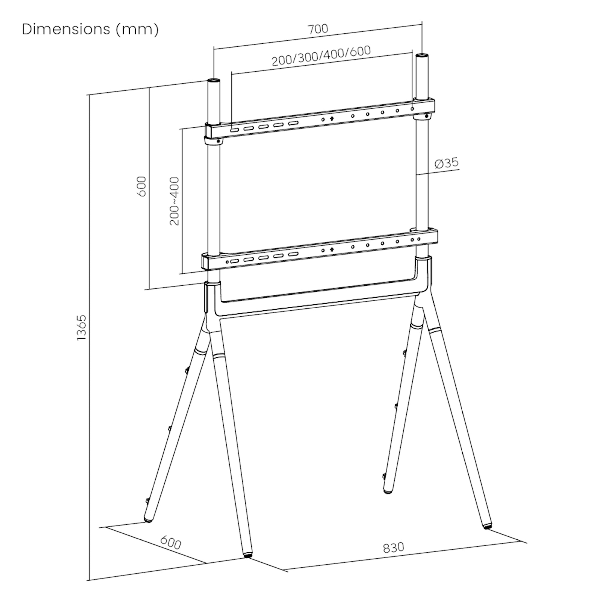 Piedistallo per TV Vega a 4 Gambe - Nero pro.tec