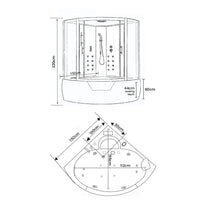 Vasca-doccia idromassaggio angolare 150 x 150 cm - Montecarlo