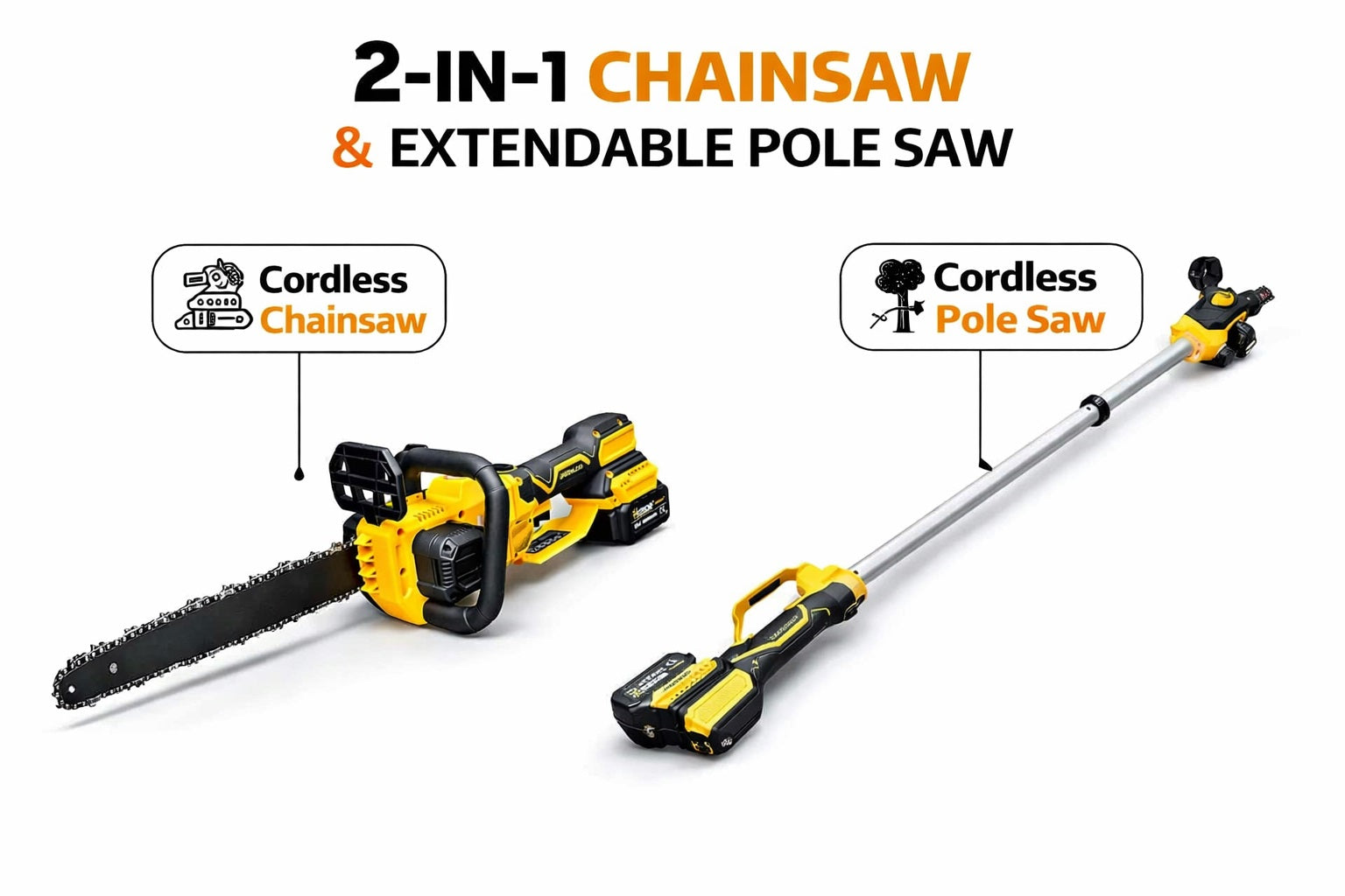 Motosega Elettrica Elettrosega Allungabile 2 Batterie Lama da 12”  Tagli Legna