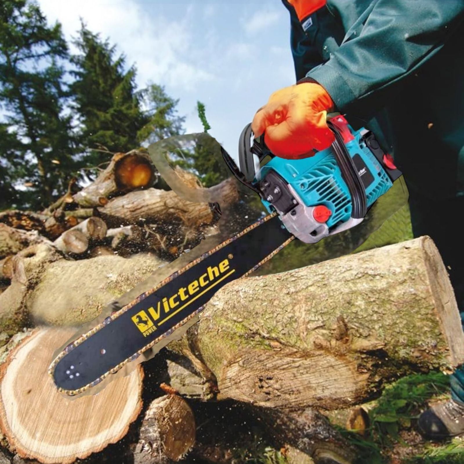 Motosega a scoppio 68CC 2 tempi con barra da 55CM per potatura pota giardinaggio VG12021