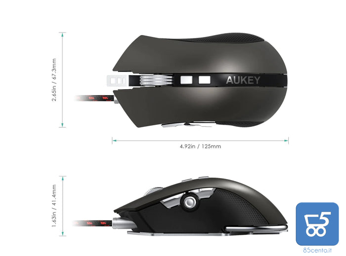 Mouse Gaming USB con 8 pulsanti programmabili Fino a 4000 DPI RGB LED per PC