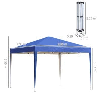 Gazebo Struttura in Acciaio Pieghevole Rivestimento Tessuto Oxford Blu 3x3m