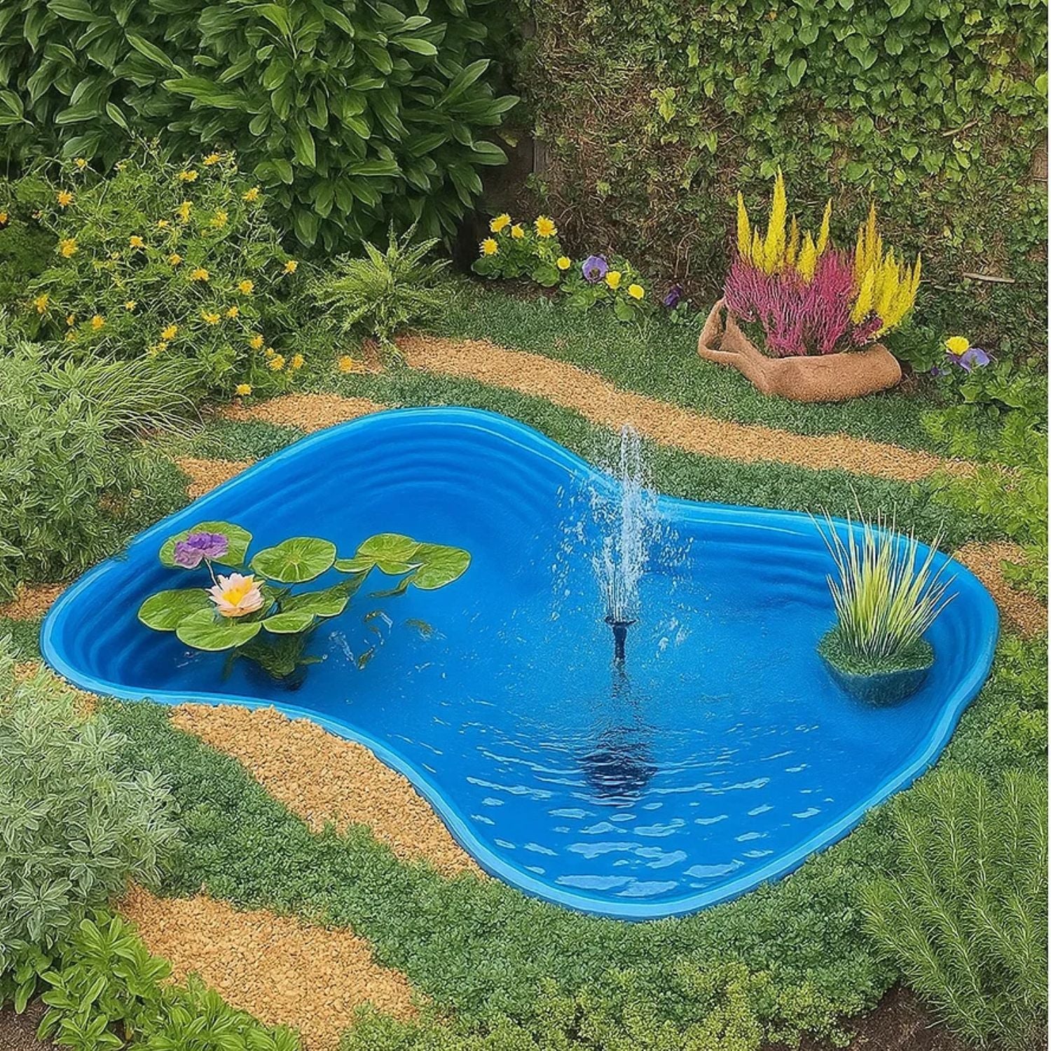 Laghetto da giardino bolsena azzurro e pompa crystal uvc 9 watt