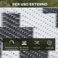 Tappeto Esterno per Balcone e Terrazza Reversibile con Fantasia Geometrica, 2.74x1.82 m, Nero e Bianco