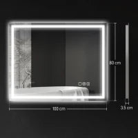 Specchio Bagno Antiappannante con Luce LED Regolabile, Speaker Bluetooth, Pulsanti Touch, 80x100 cm