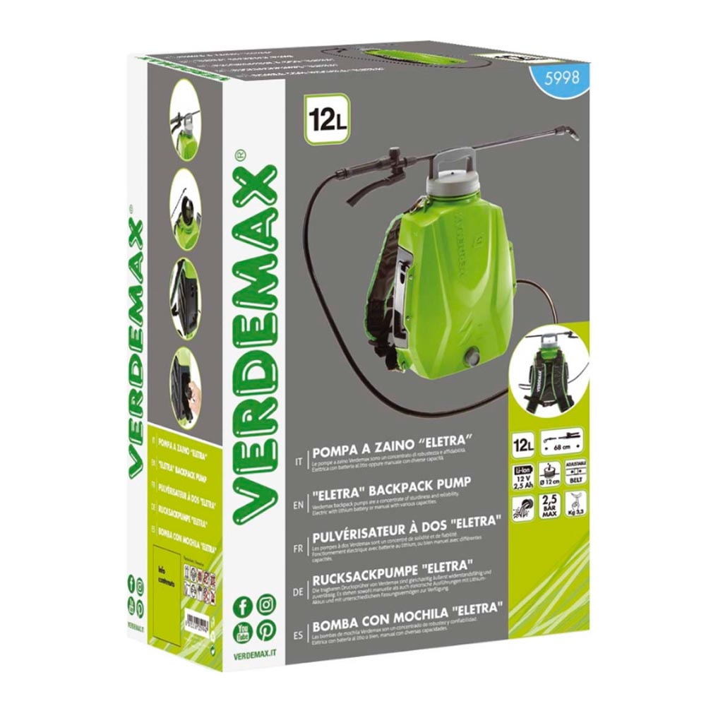 Pompa a zaino elettrica 12 litri futura verdemax giardinaggio agricoltura