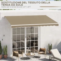 Telo di Ricambio per Tenda a Bracci in Poliestere Anti UV da 4x2.5m, Beige