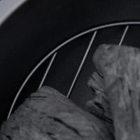 Focolare in Design a Ceppo d'Albero, Coperchio a Griglia, Griglia per la Carbonella, Gancio per il Fuoco, Ø61,5 x 39 cm