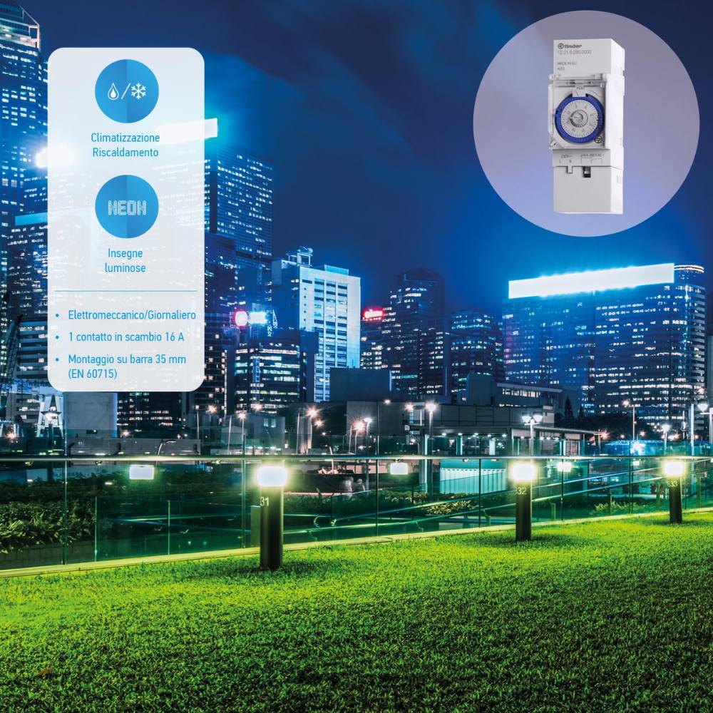 Finder interruttore orario giornaliero serie 12 16a 230v cavalieri 36 mm