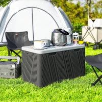 Panca Contenitore 380L in HDPE con 2 Maniglie Laterali e Leva a Gas, 115x60x60 cm, Nero e Grigio