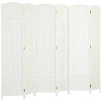 Separatore di ambienti a 6 pezzi, Schermo divisorio pieghevole, Divisore di spazio per soggiorno, camera da letto, ufficio domestico, Bianco