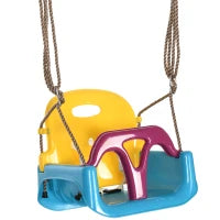 Altalena Bambini 3 in 1 da Interno ed Esterno, Corda Regolabile e Cintura di Sicurezza, Età 9-36 Mesi, Blu