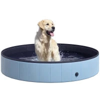 Piscina Vasca da Bagno Portatile Pieghevole per Cani Animali Domestici in PVC Azzurro Φ160 x 30cm