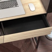 Scrivania 2 Cassetti con Ripiano Superiore, in Legno e Acciaio, 106x51.5x102.5 cm, Nero e color Quercia