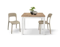 PAZZO DESIGN Tavolo allungabile, Rovere Rustico, Nobilitato, Made in Italy, Basamento Bianco, 90 x 90 x 76,5 cm