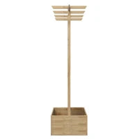 Letto per Orto con Traliccio e Pergola per Rampicanti con Fondo Aperto, 160x55x183cm, Legno Naturale