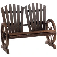Panchina da Giardino in Legno Stile Country con Braccioli a Ruota, 108x66x95cm, Colore Legno