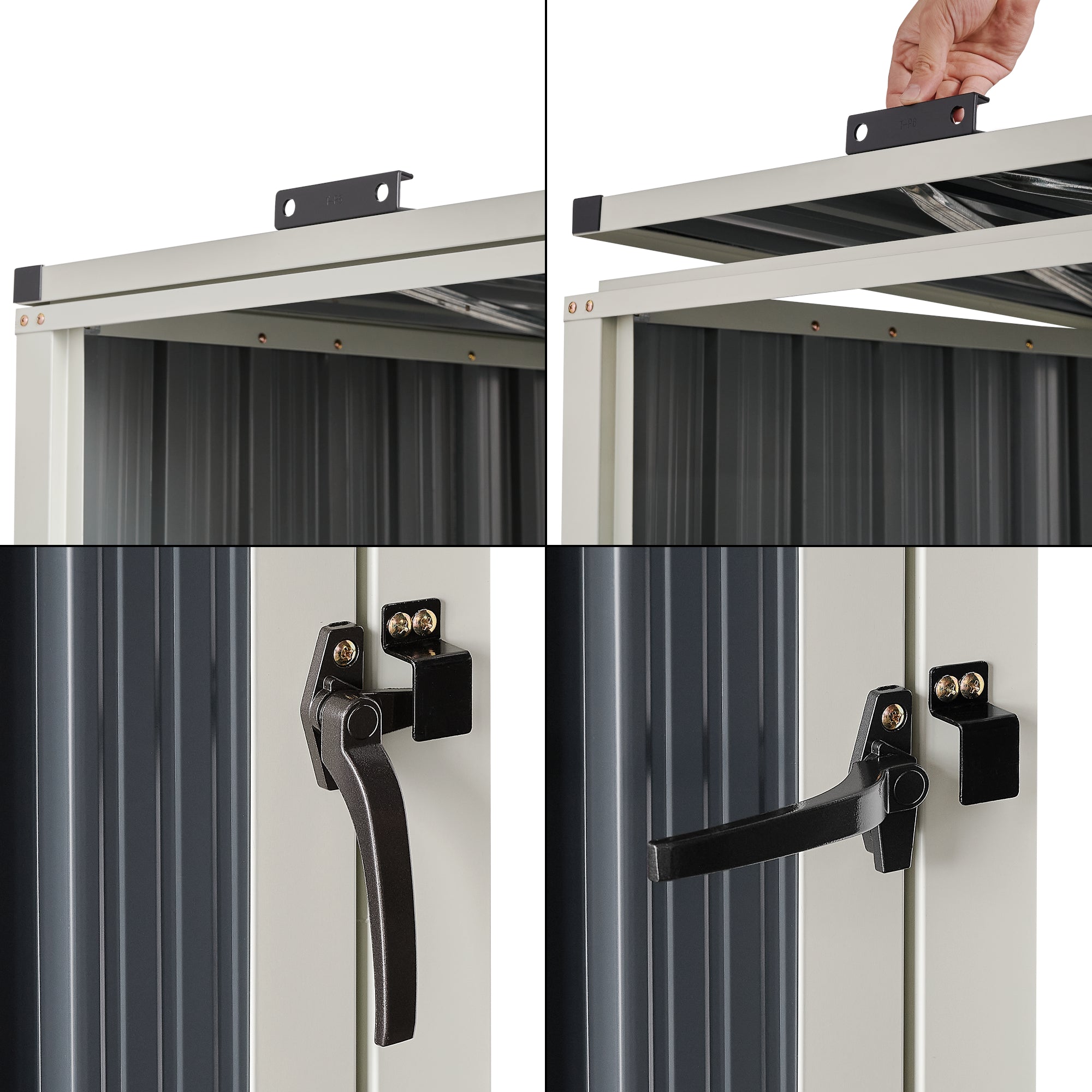 Copribidone 4 posti con ante con maniglia 121 x 292 x 82 cm grigio antracite 03_0006696