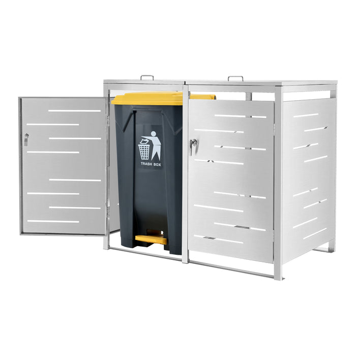 Box Portabidone Doppio Fahrenwalde in Acciaio per 2 Cassonetti da 240 L [en.casa]