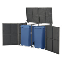 Deposito 'Widnau' per 2 Bidoni da 240 L - Telaio in Acciaio - Copertura in Polyrattan [en.casa]