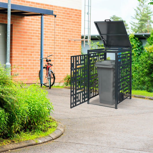 Box Copribidone Bernalda in Acciaio Deposito per 1 Bidone da 240L 116x68x80 cm Antracite casa.pro