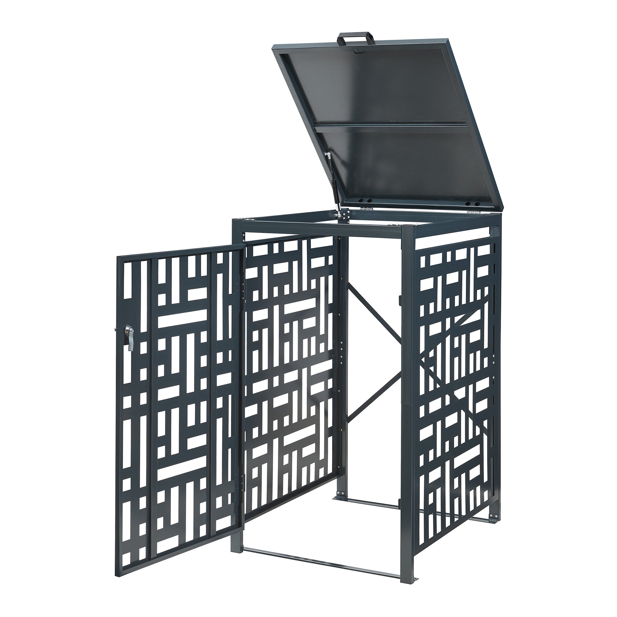 Box Copribidone Bernalda in Acciaio Deposito per 1 Bidone da 240L 116x68x80 cm Antracite casa.pro