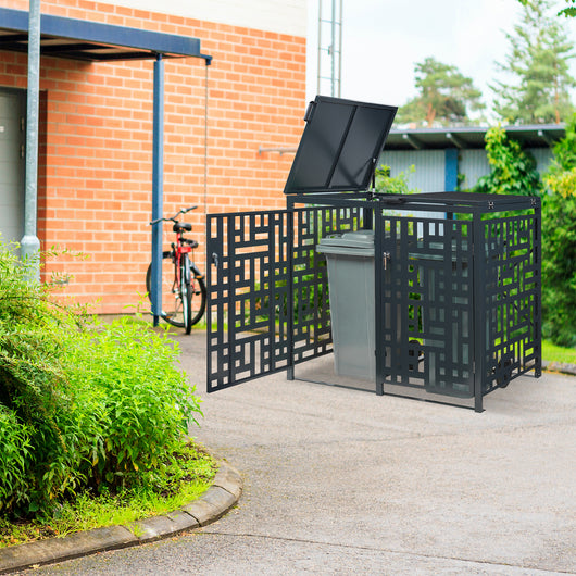 Box Copribidoni Bernalda in Acciaio Deposito per 2 Bidoni da 240L 116x132x80 cm Antracite casa.pro
