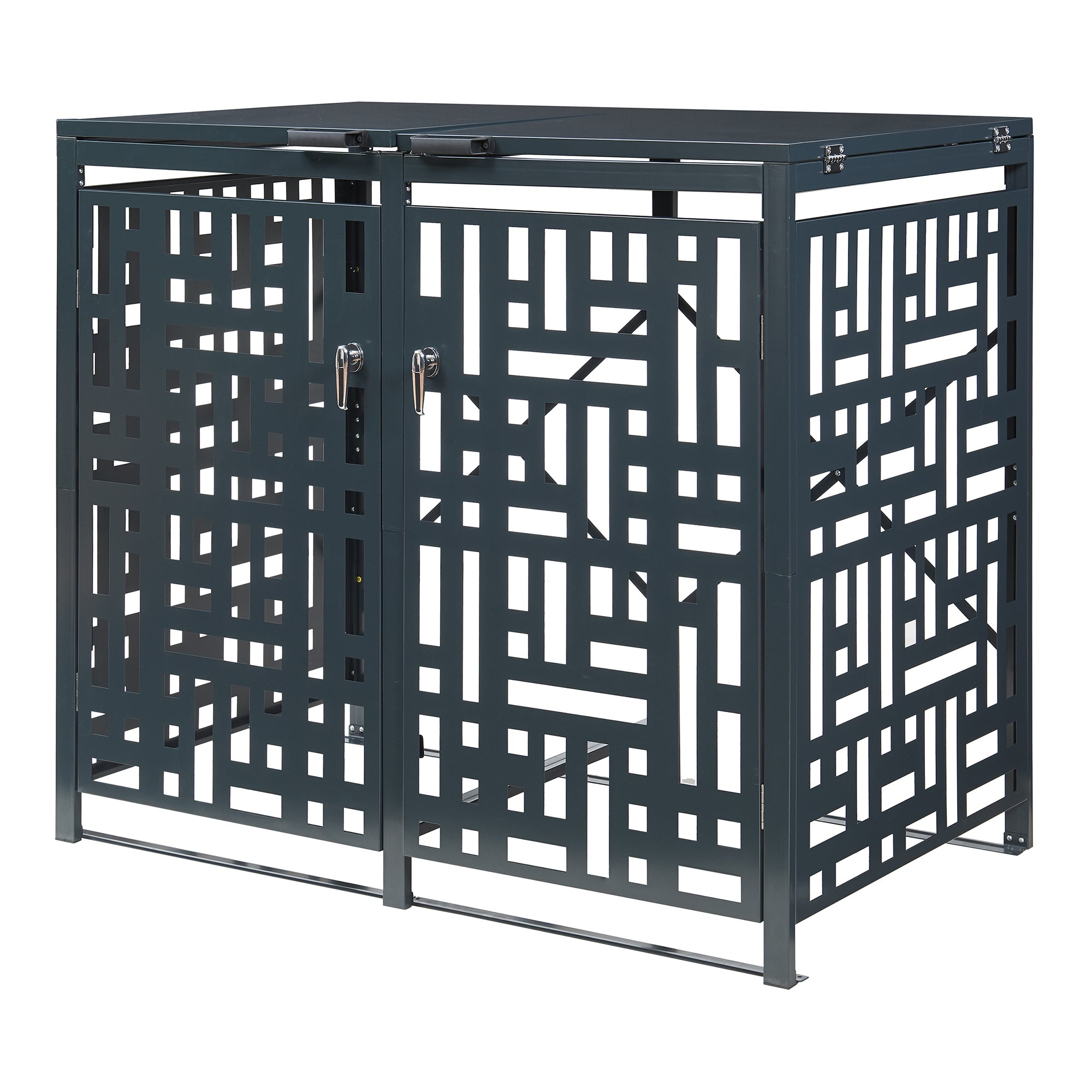 Box Copribidoni Bernalda in Acciaio Deposito per 2 Bidoni da 240L 116x132x80 cm Antracite casa.pro