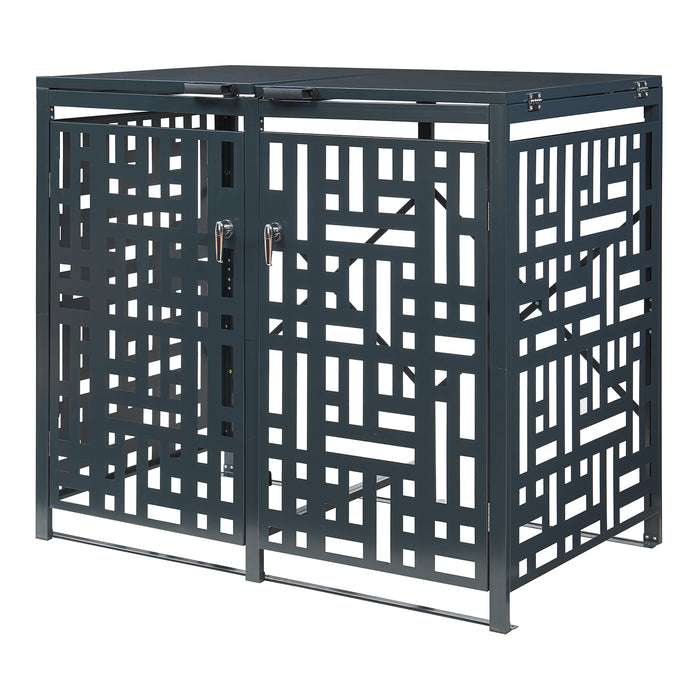 Box Copribidoni Bernalda in Acciaio Deposito per 2 Bidoni da 240L 116x132x80 cm Antracite casa.pro