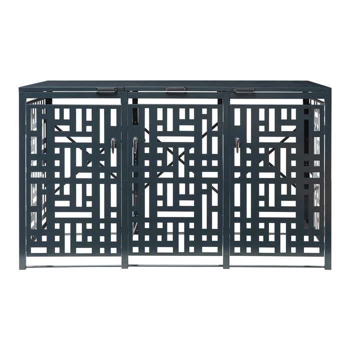 Box Copribidoni Bernalda in Acciaio Deposito per 3 Bidoni da 240L 116x196x80 cm Antracite casa.pro