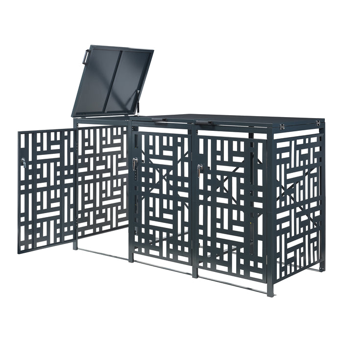 Box Copribidoni Bernalda in Acciaio Deposito per 3 Bidoni da 240L 116x196x80 cm Antracite casa.pro