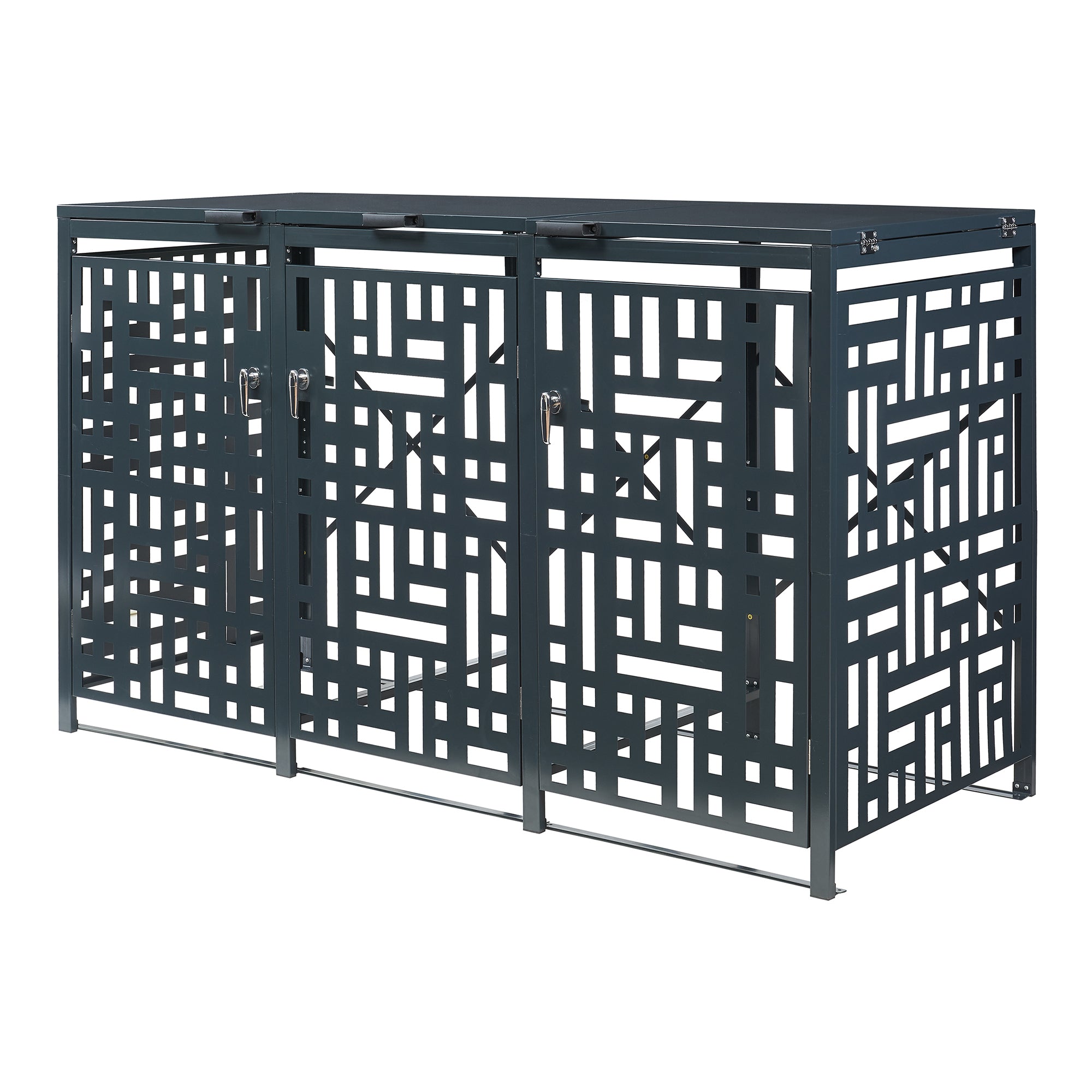 Box Copribidoni Bernalda in Acciaio Deposito per 3 Bidoni da 240L 116x196x80 cm Antracite casa.pro