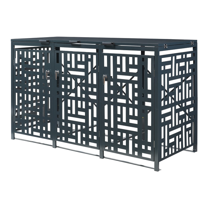 Box Copribidoni Bernalda in Acciaio Deposito per 3 Bidoni da 240L 116x196x80 cm Antracite casa.pro